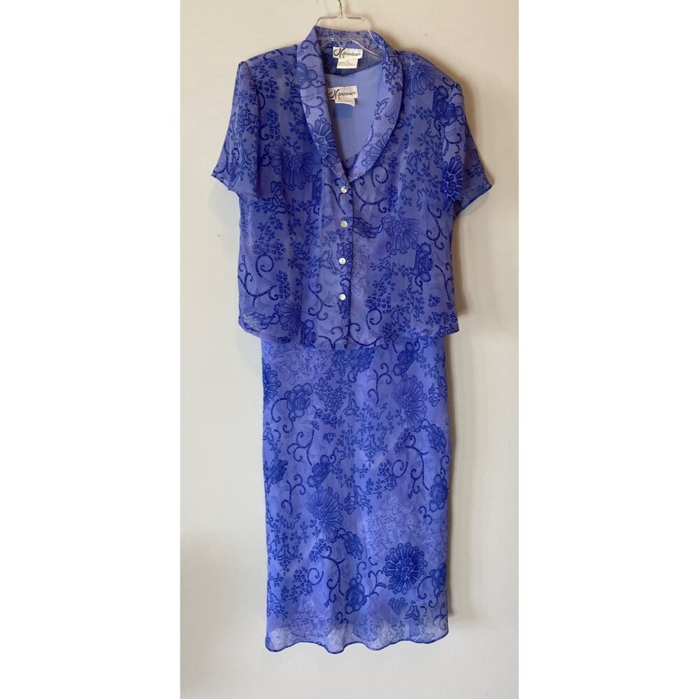 Two-Piece Dressbarn Floral Sheer Dress Set with Short-Sleeve Blouse & Sleeveless
